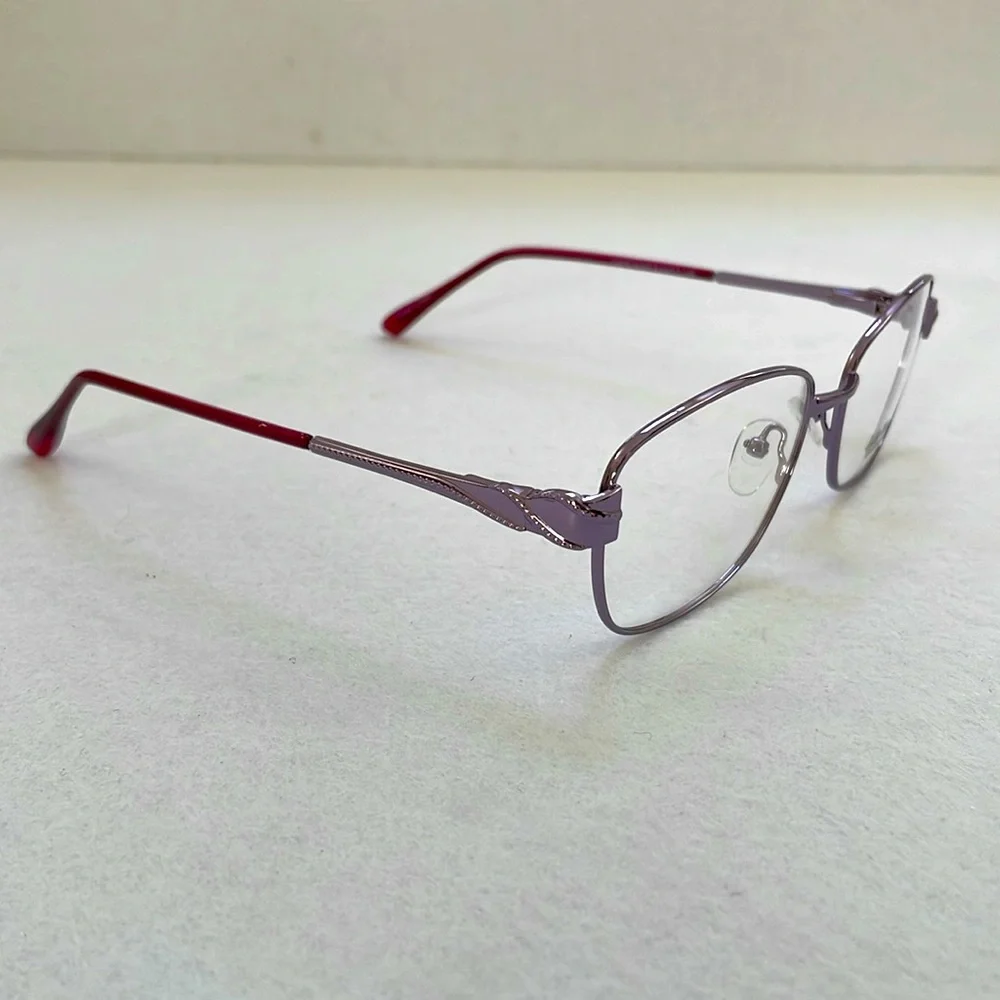 NWT Lido West Purple Capri Women's Metal Glasses Frame Bedazzled Twist Temples